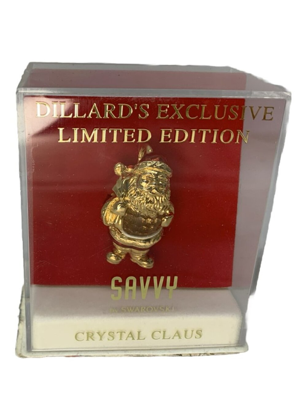 VTG Swarvoski Crystal Claus Santa Pendant Ornament Christmas Dillard's LE - NRFB